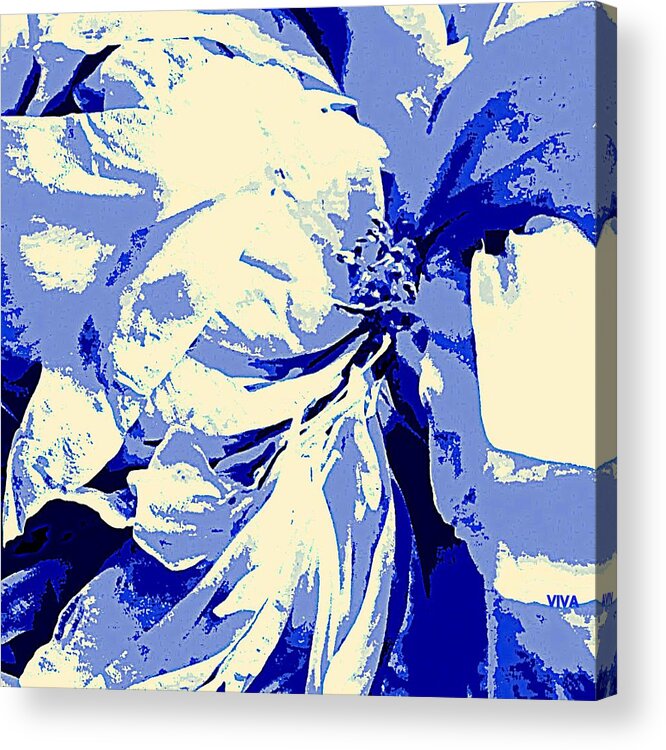 Peony Acrylic Print featuring the photograph Peony Blue Moderne by VIVA Anderson