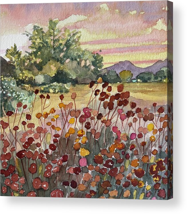 Trees Acrylic Print featuring the painting Peter Strauss Ranch Seed Heads by Luisa Millicent