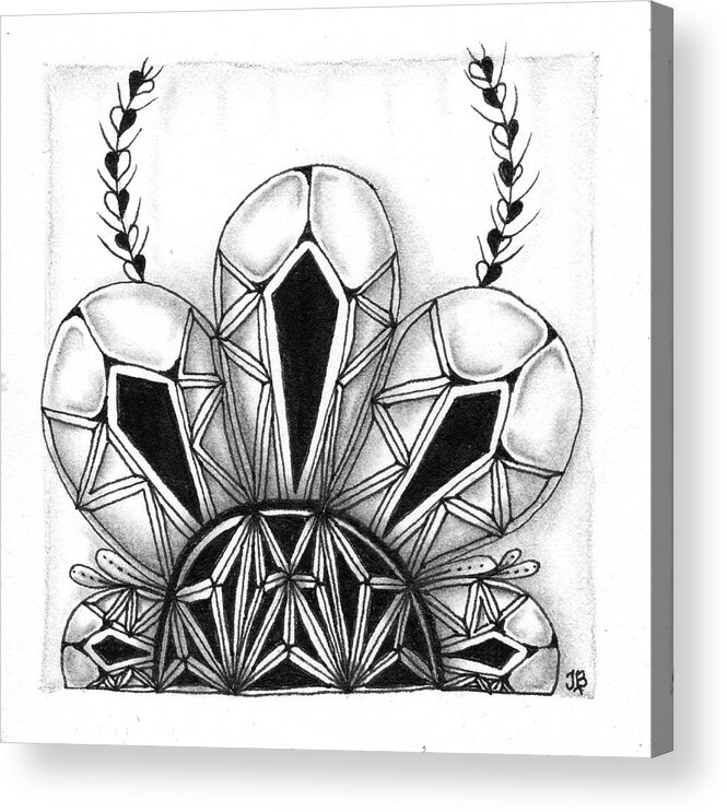 Zentangle Acrylic Print featuring the drawing Phrozen - Quarantangle #3 by Jan Steinle