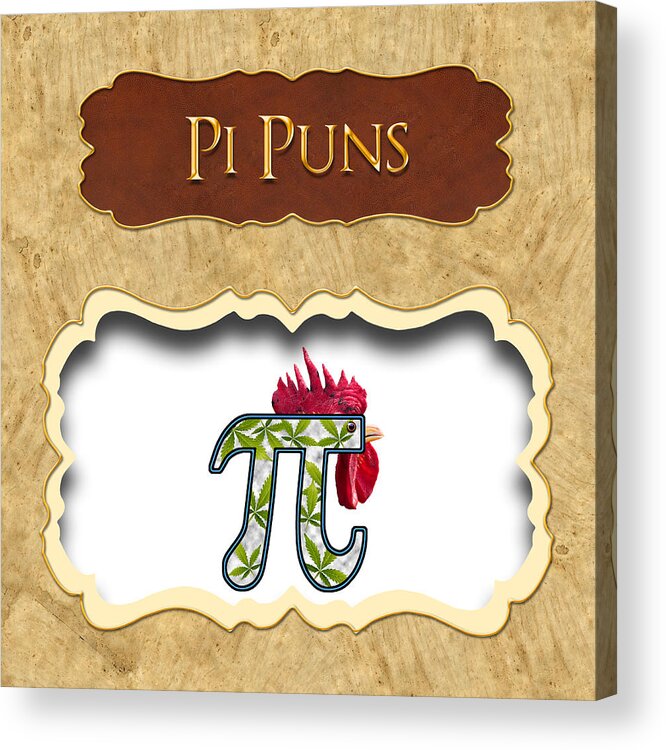 Pi Puns Acrylic Print featuring the digital art Pi Puns Button by Mike Savad