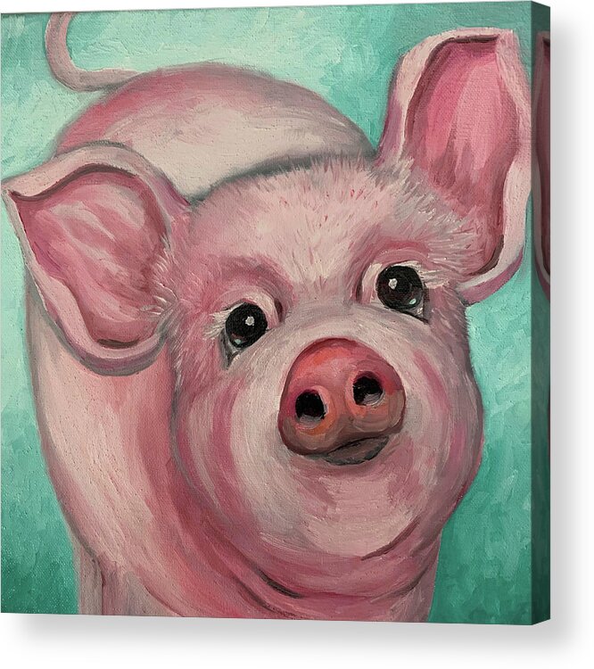 Pig Acrylic Print featuring the painting Piglet by Barbara Landry