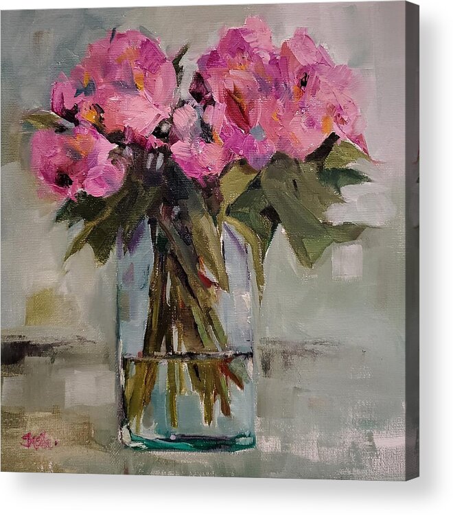 Flowers Acrylic Print featuring the painting Pink Azaleas by Sheila Romard