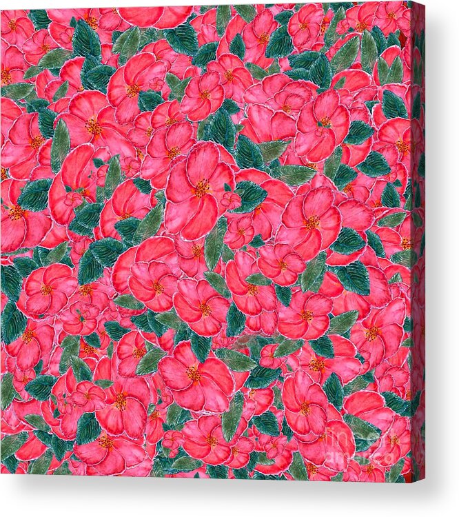 Pink Acrylic Print featuring the painting Pink Lily Flowers by Delynn Addams