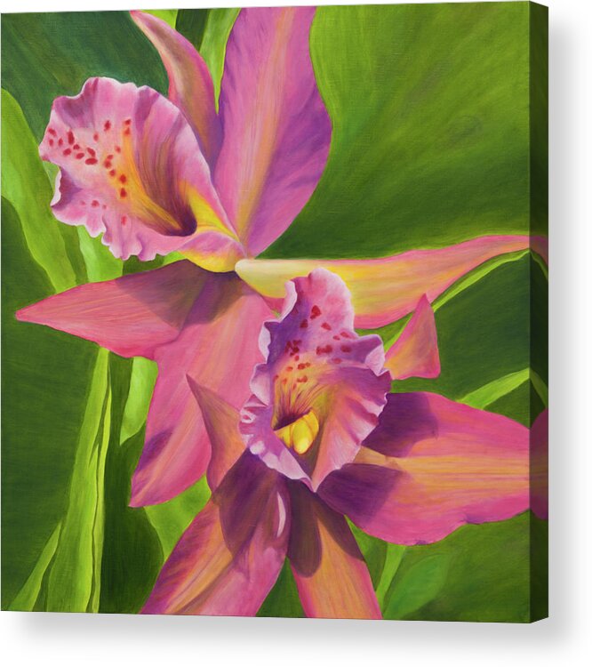 Art Acrylic Print featuring the painting Pink Orchids by Tammy Pool