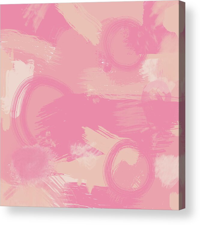 Pink Splatter Acrylic Print featuring the painting Pink Splatter by Nancy Merkle