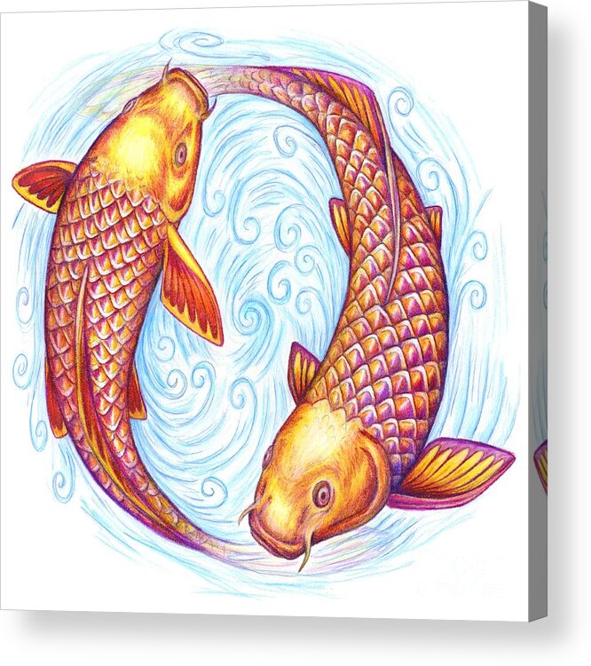 Pisces Acrylic Print featuring the drawing Pisces by Rebecca Wang