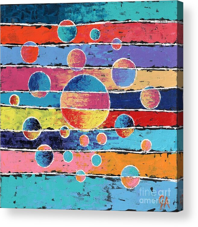 Planet Acrylic Print featuring the painting Planet System by Jeremy Aiyadurai