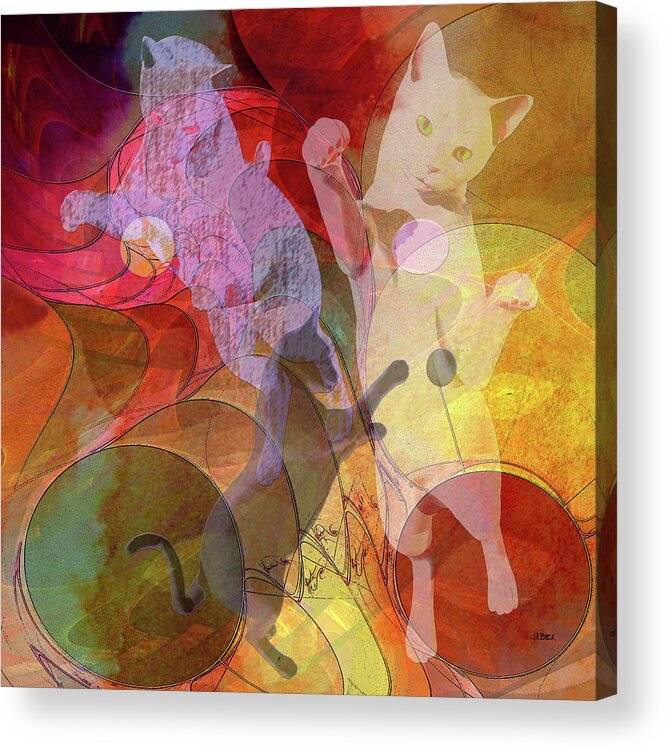 Cat Acrylic Print featuring the digital art Play Ball - Square Version by Studio B Prints