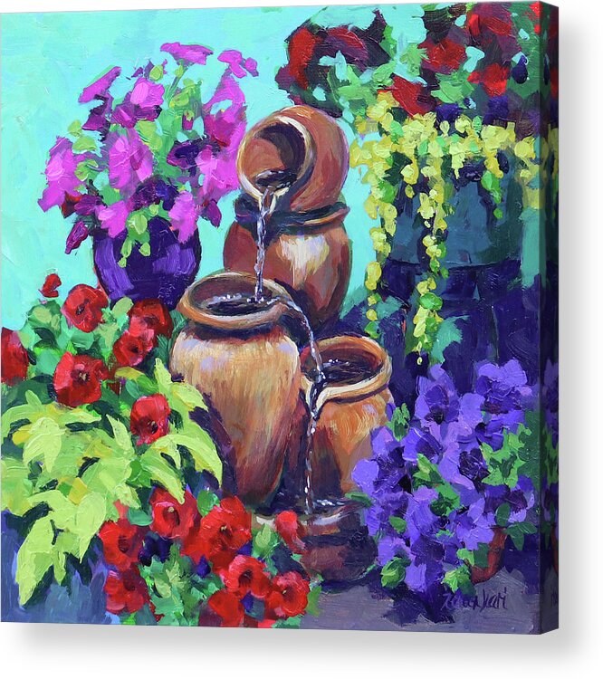 Floral Acrylic Print featuring the painting Porch Garden by Karen Ilari
