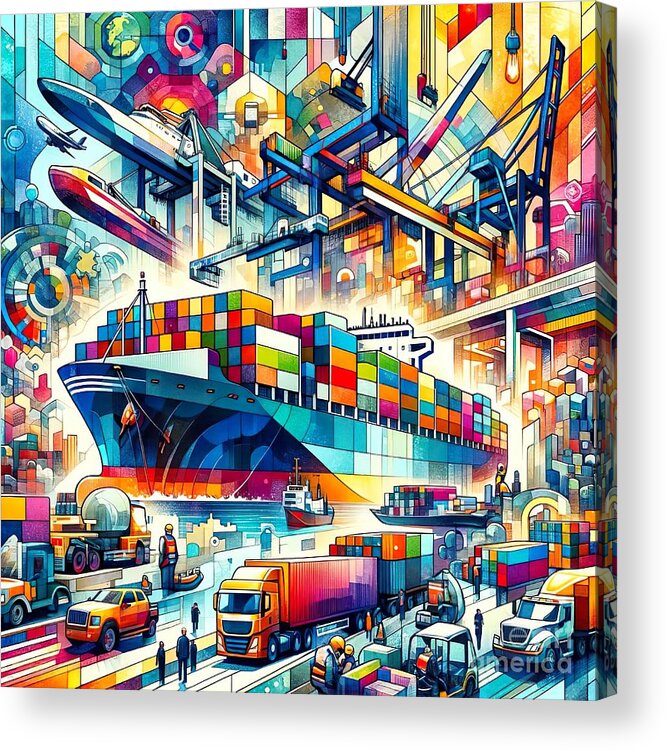 World Of Collages Acrylic Print featuring the digital art Poster collage for the freight industry - 1 by Movie World Posters