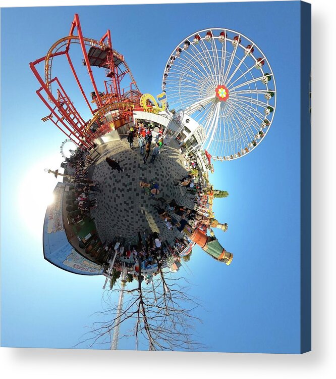 Vienna Acrylic Print featuring the photograph Prater Amusement Park Tiny Planet - Vienna - Austria by Bruce Friedman