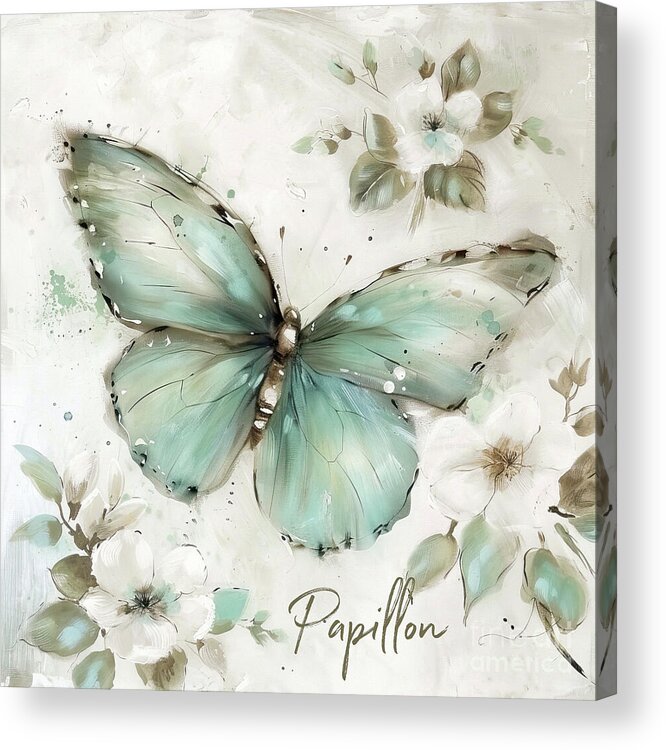 Butterfly Acrylic Print featuring the painting Pretty Papillon by Tina LeCour