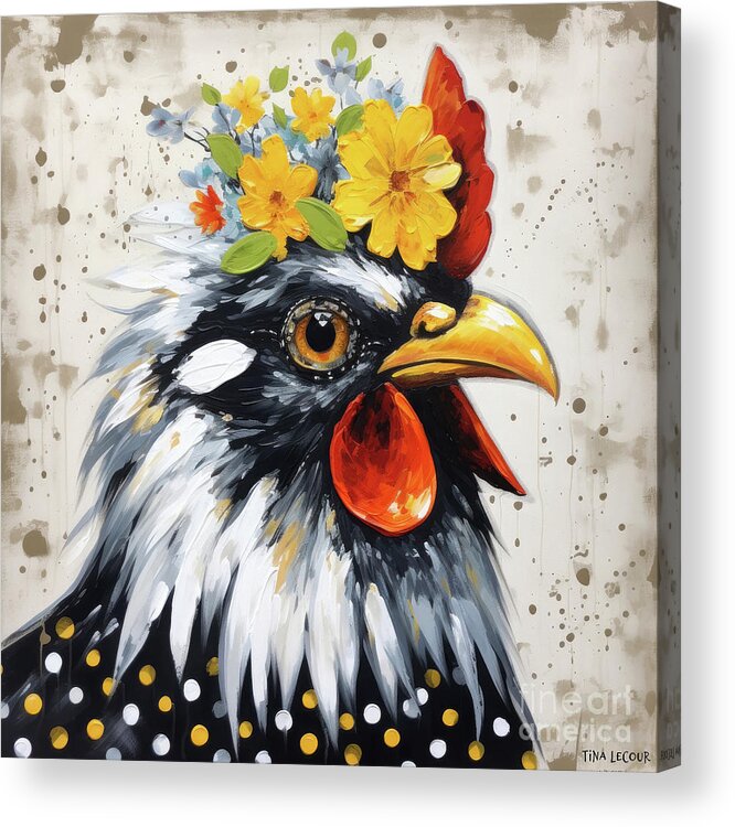 Chicken Acrylic Print featuring the painting Pretty Pauletta by Tina LeCour