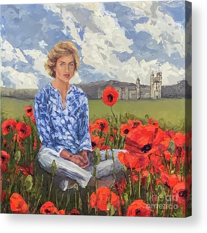 Princess Diana Acrylic Print featuring the painting Princess Diana, 2019 by PJ Kirk