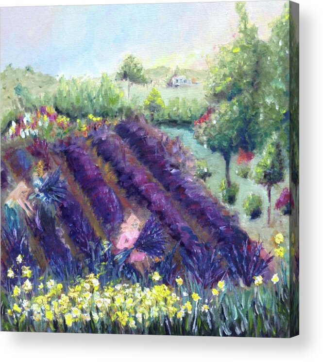 Provence Acrylic Print featuring the painting Provence Lavender Farm by Roxy Rich