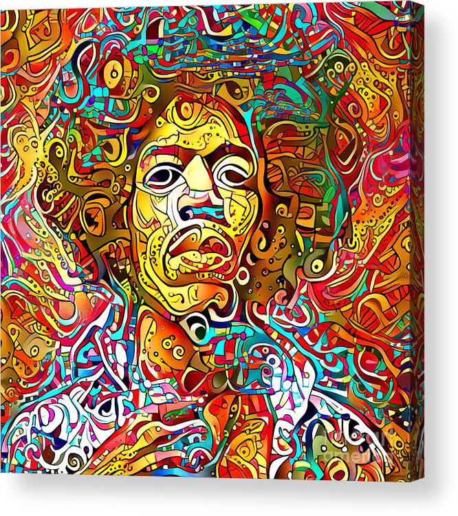 Wingsdomain Acrylic Print featuring the photograph Psychedelic 60s Jimi Hendrix Psychedelic Acid Trip 20210831 by Wingsdomain Art and Photography