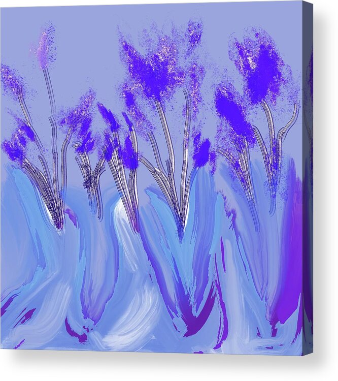 Purple Flowers Flowers Acrylic Print featuring the digital art Purple Flowers by Ruth Harrigan