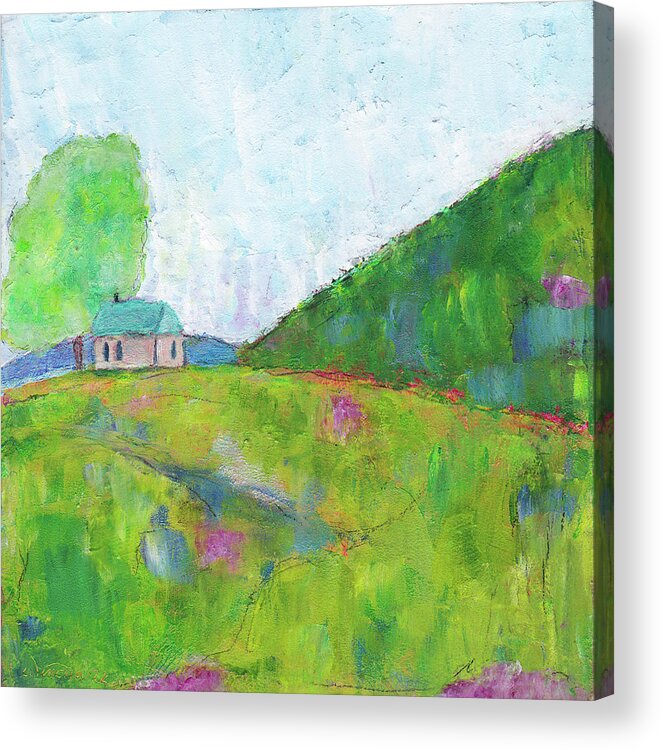 Landscape Acrylic Print featuring the painting Quiet Summer Day by Winona's Sunshyne