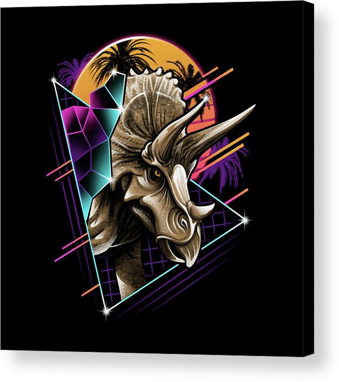 Triceratops Acrylic Print featuring the digital art Rad Triceratops by Vincent Trinidad