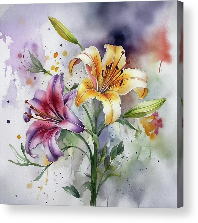Day Lilies Acrylic Print featuring the digital art Radiant Day Lilies by Robert Knight