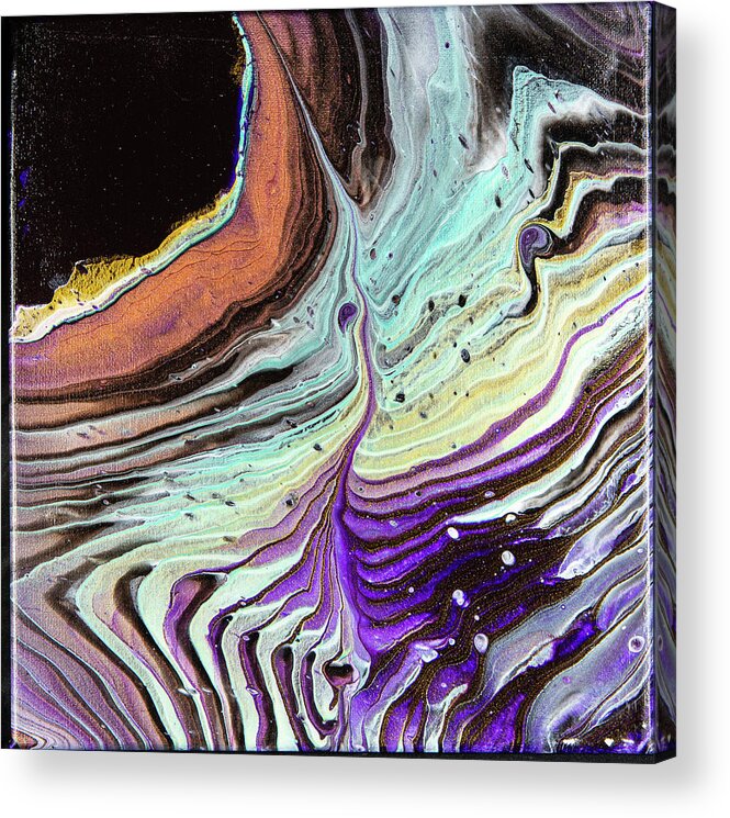 Abstract Acrylic Print featuring the digital art Rainblow - Colorful Flowing Liquid Marble Abstract Contemporary Acrylic Painting by Sambel Pedes