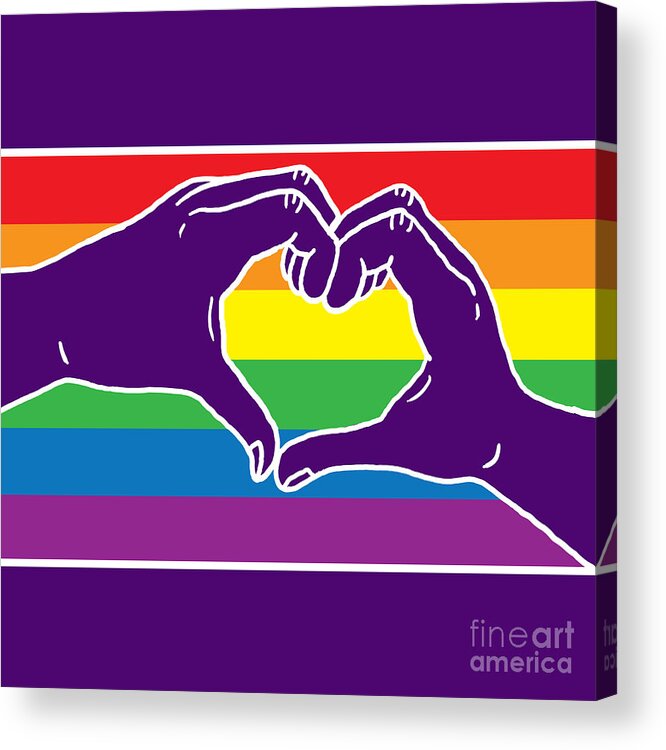 Pride Acrylic Print featuring the digital art Rainbow Pride Heart Hands by Laura Ostrowski