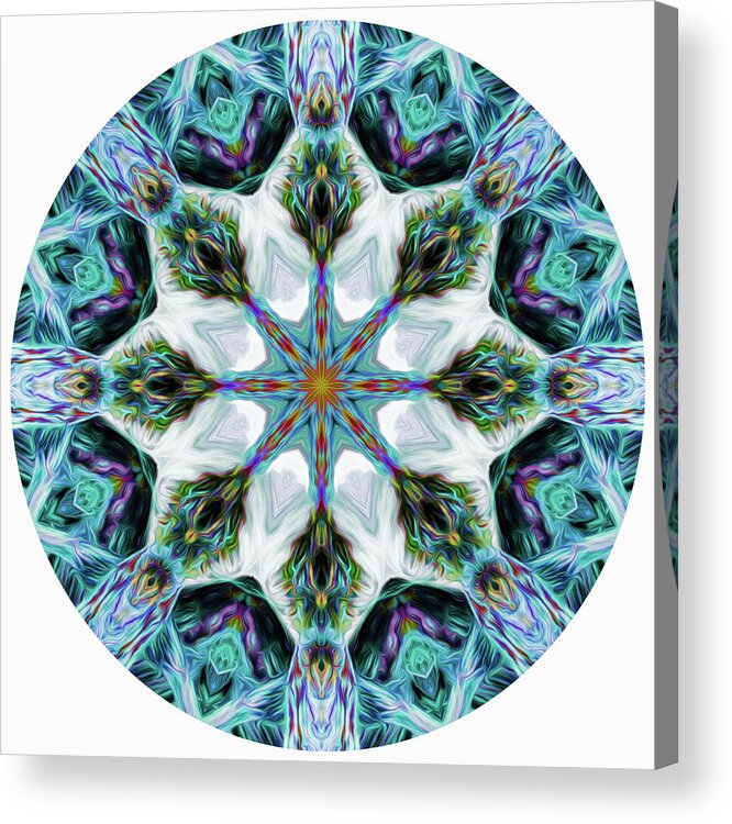 Mandala Acrylic Print featuring the digital art Rainbow Waterfall Mandala 1 by Beth Venner
