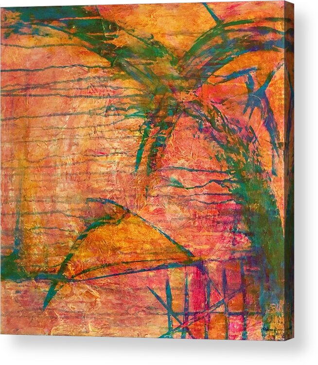 Abstract Acrylic Print featuring the painting Rainy Beach Day by Valerie Greene