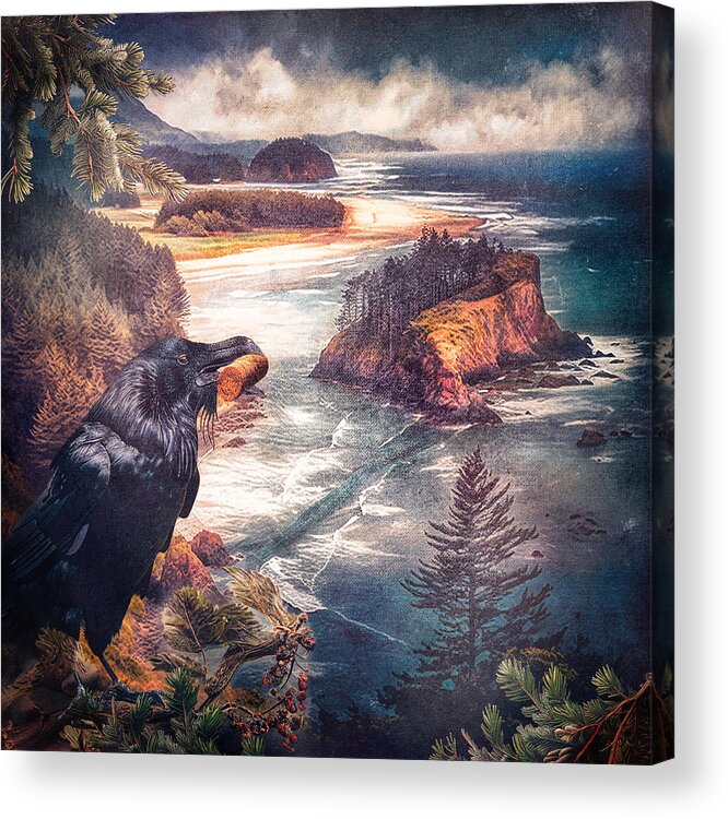 Figurative Acrylic Print featuring the digital art Raven with Wine Cork by Craig Boehman