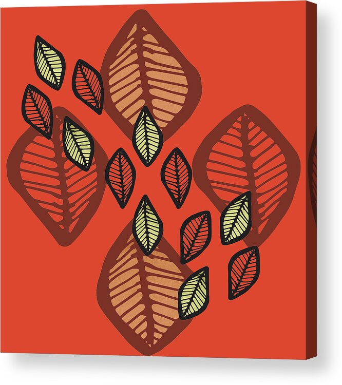 Red African Leaves Acrylic Print featuring the digital art Red African Leaves by Kandy Hurley