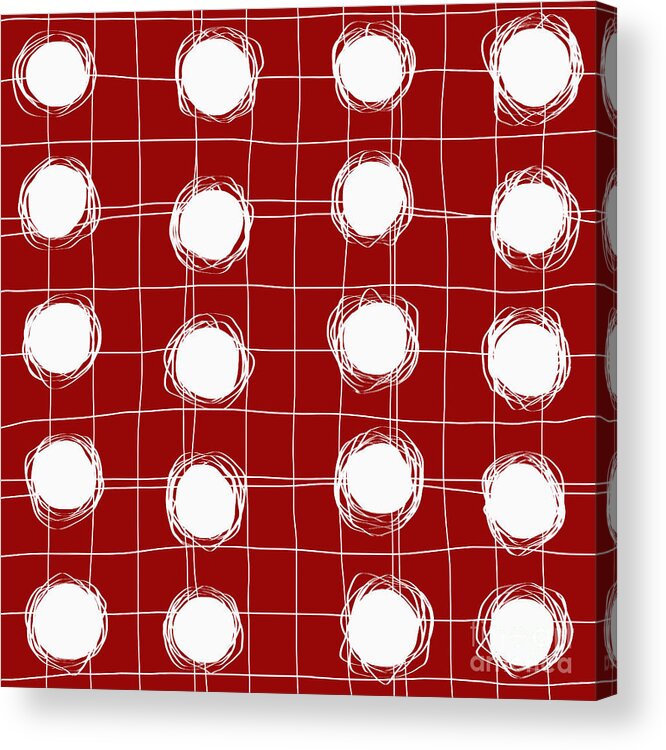 Red And White. Modern Design Acrylic Print featuring the digital art Red and White Modern Design, circles and lines by Patricia Awapara
