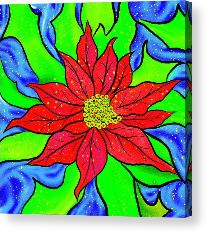 Red Poinsettia Acrylic Print featuring the digital art Red Poinsettia stylized art by Tatiana Travelways