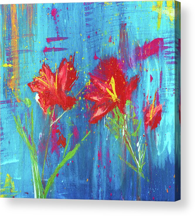 Poppy Acrylic Print featuring the painting Red Poppy Floral Abstract by Joanne Herrmann