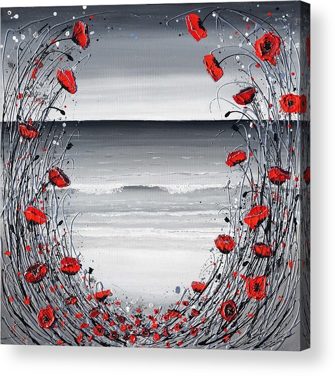 Red Poppies Acrylic Print featuring the painting Relax on the Beach by Amanda Dagg
