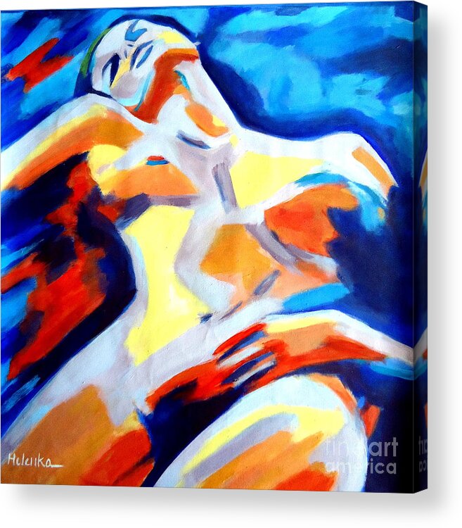 Nude Figures Acrylic Print featuring the painting Restful nude by Helena Wierzbicki