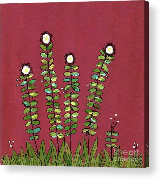 Retro Flowers Acrylic Print featuring the painting Retro Flower Garden by Donna Mibus