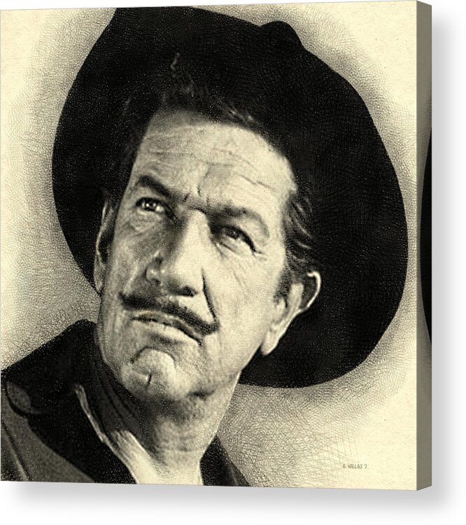 2d Acrylic Print featuring the digital art Richard Boone As Paladin - Drawing FX by Brian Wallace
