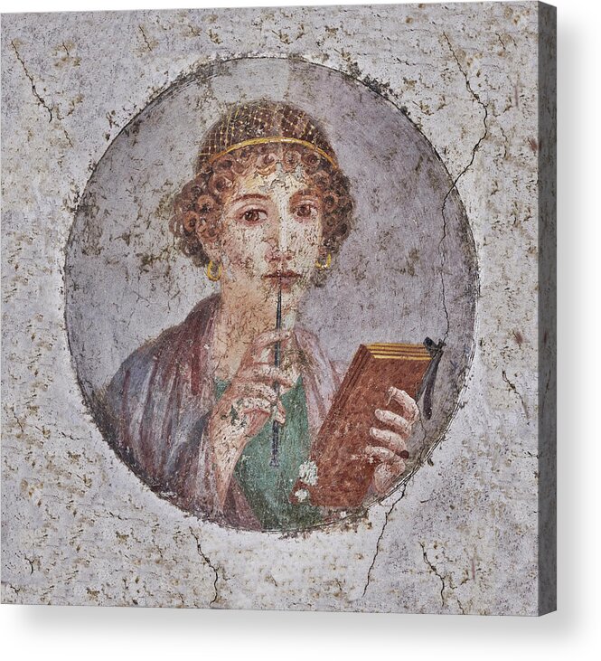 Women Acrylic Print featuring the photograph Roman Fresco of a women - Pompeii - Naples Archaeological Museum by Paul E Williams