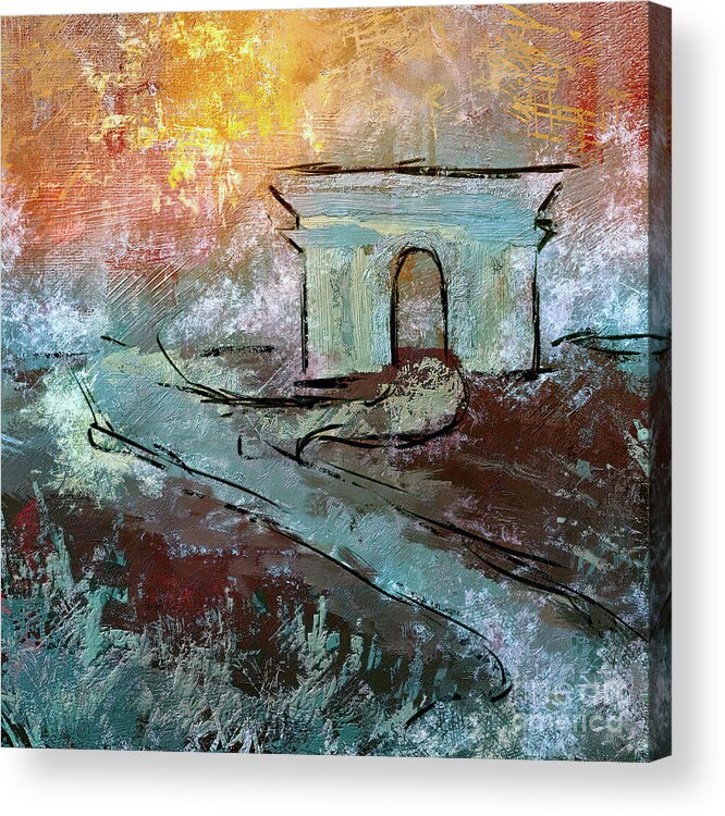 Architecture Acrylic Print featuring the digital art Roman Ruins at Dawn by Lois Bryan