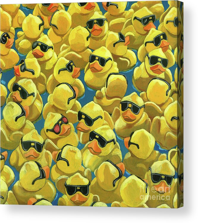 Rubber Duck Acrylic Print featuring the painting Rose Colored Glasses by Linda Apple