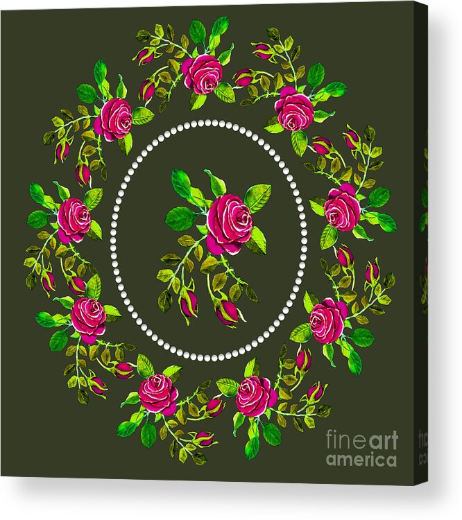 Rose Acrylic Print featuring the digital art Rose Wreath by Delynn Addams
