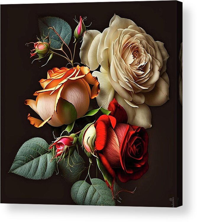 Flower Acrylic Print featuring the digital art Roses for a Friend by Robert Knight