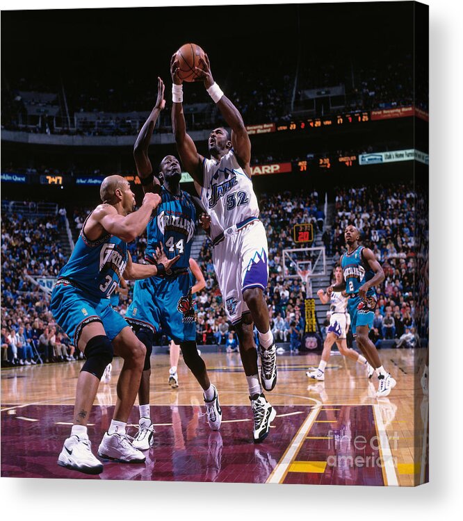 Nba Pro Basketball Acrylic Print featuring the photograph Roy Rogers and Karl Malone by Sam Forencich