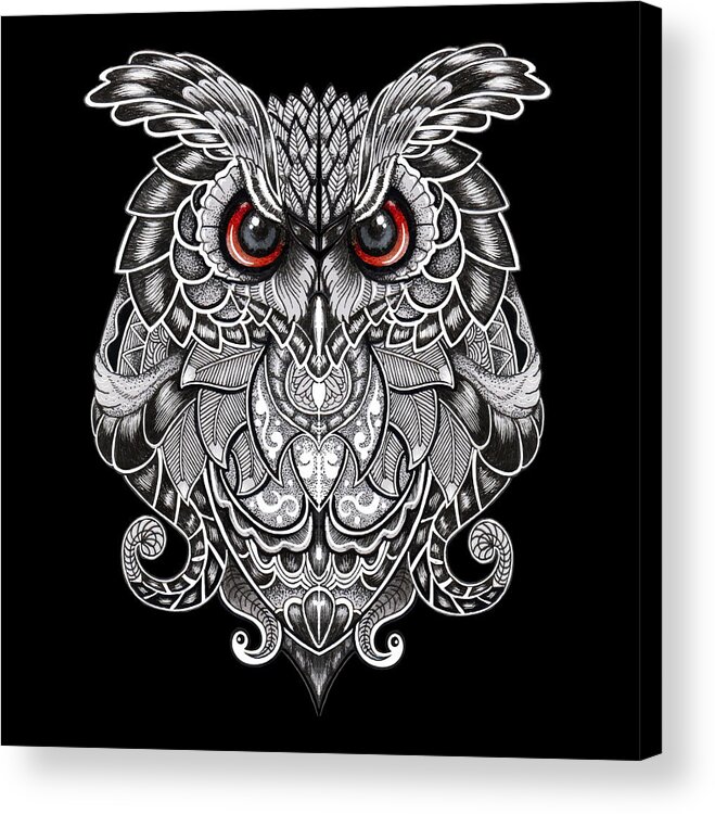 Bird Acrylic Print featuring the painting Rubino Scary Owl by Tony Rubino