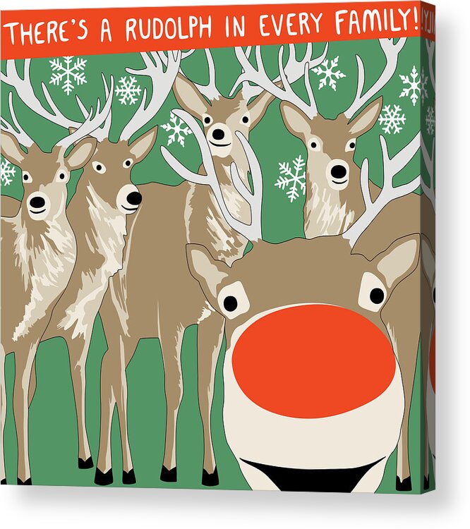 Rudolph Acrylic Print featuring the digital art Rudolph Photobomb I by Nikita Coulombe