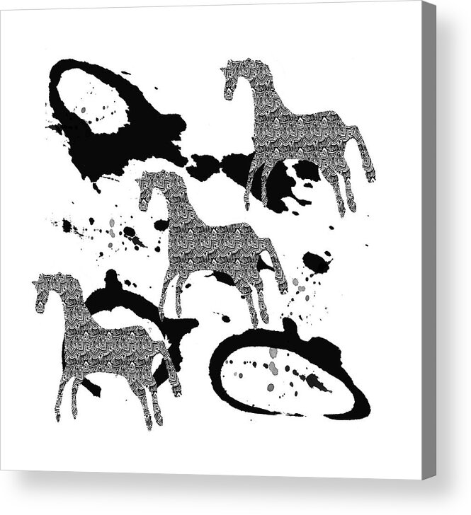 Running Horse Acrylic Print featuring the digital art Running Horses by Kandy Hurley