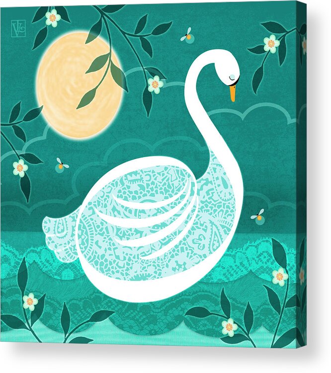 The Letter S Acrylic Print featuring the digital art S is for Swan by Valerie Drake Lesiak