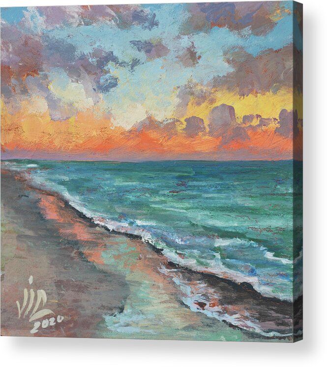 Sanibel ,Florida Seascape Painting By Vali Irina Ciobanu Acrylic Print By Vali Irina Ciobanu