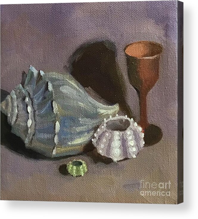 Sea Shell Acrylic Print featuring the painting Sea Shell Still Life by Anne Marie Brown