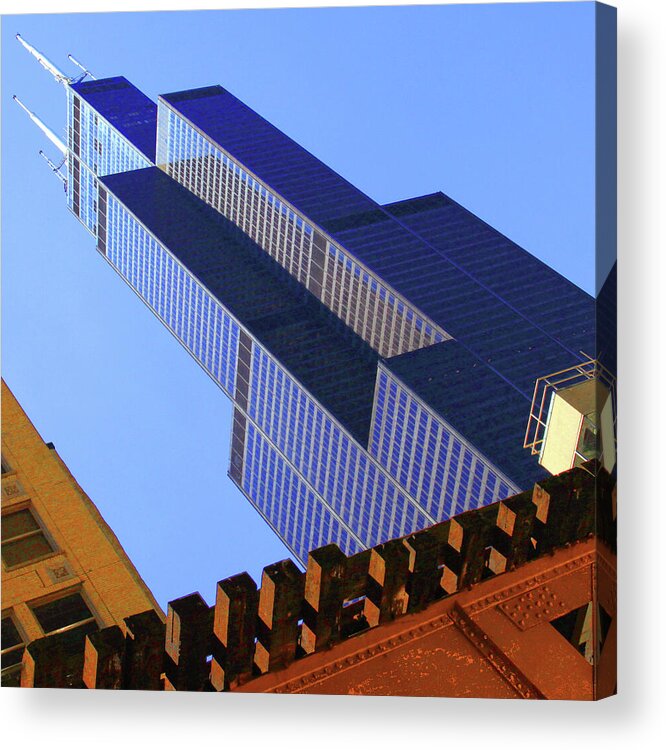 Architecture Acrylic Print featuring the photograph Sears Tower Elevated Train Tracks by Patrick Malon